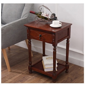 Mid century <strong>mango</strong> <strong>Wood</strong> Bedside Table Nightstand Modern with 1 Drawer and 1 <strong>Shelf</strong> Brown for Living Room - Product Image 4