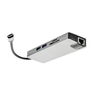 Estación de acoplamiento de pantalla USB3.0 4K Hub de aluminio más vendido con <span class=keywords><strong>USB</strong></span> <span class=keywords><strong>C</strong></span> <span class=keywords><strong>DOCK</strong></span> <span class=keywords><strong>DisplayPort</strong></span> y 4K HD Type-<span class=keywords><strong>C</strong></span> para computadora portátil en stock - Product Image 1
