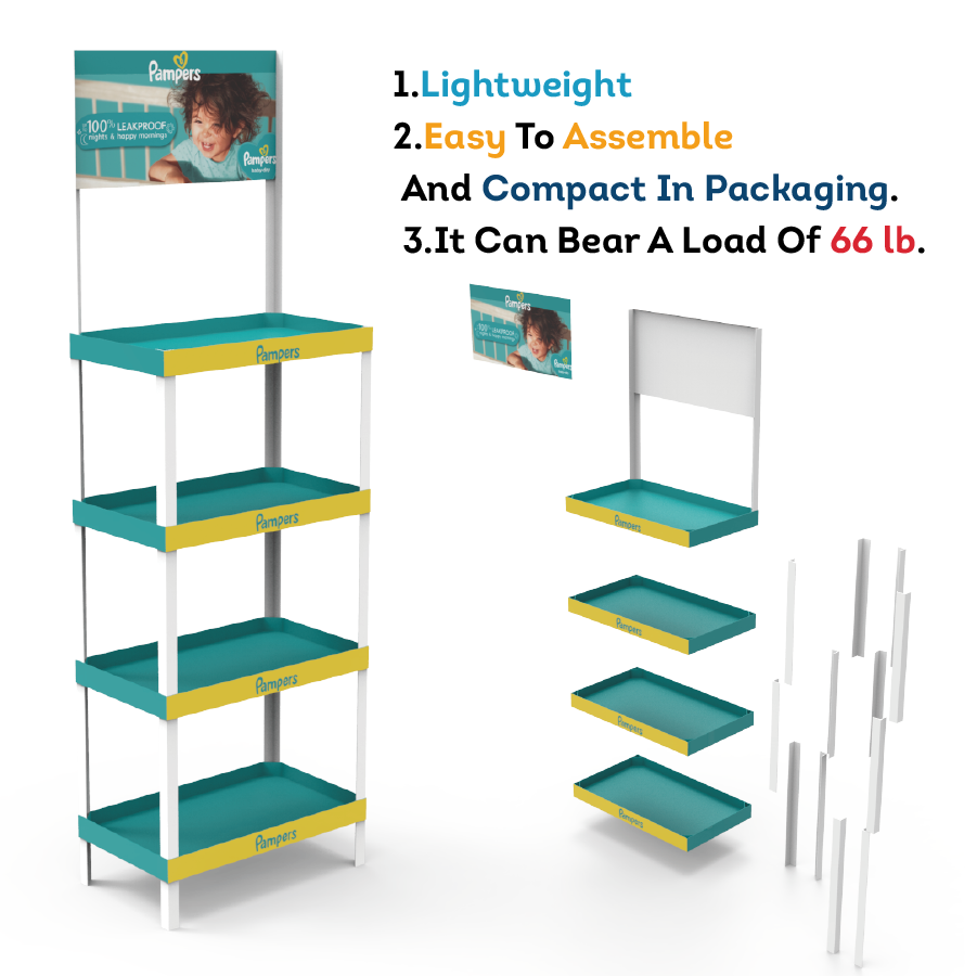 Customized PVC Laminate Infant Diaper Display Shelf for Supermarkets and Baby Product Retailers — view 3