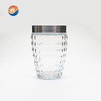 Pot de conservation en verre de 3 tailles, fabriqué à la machine, pour céréales, café, thé, sucre, pots de conservation en verre transparent ronds avec couvercle en métal pour aliments