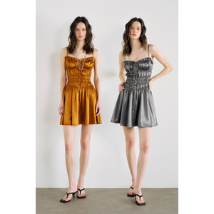 Abito Corto <span class=keywords><strong>da</strong></span> <span class=keywords><strong>Donna</strong></span> Antistatico in Raso Argento/Arancione <span class=keywords><strong>Zucca</strong></span>, Stile Slim-Fit a Linea A per Feste Primavera/Estate - Product Image 1