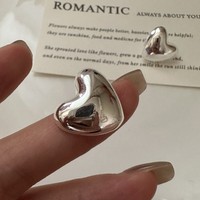 Mode 925 argent Sterling belle mignon lisse grand coeur boucles d'oreilles pour filles femmes cadeaux de noël