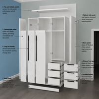 Armoire moderne en MDF blanc avec tiroirs pour chambre à coucher, dressing, OEM ODM, taille personnalisée