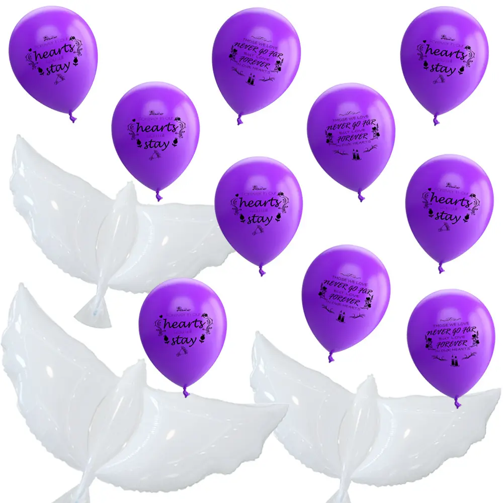 Nieuwe Vrede Duif Folie Ballonnen Begrafenis Paarse Latex Ballonnen Jubileum Ballon Set Groothandel