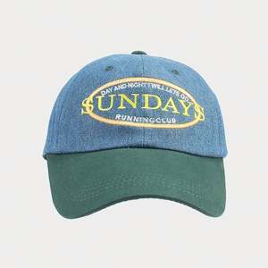 New Vintage Curved 6 Panels Dad Hat New York <b>Patch</b> Embroidery Letter Logo Unisex Two Tone Denim Baseball Cap Sport Cap - Product Image 5