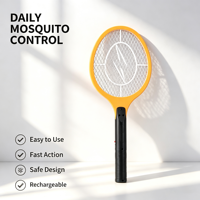 Raquette anti-insectes électrique rechargeable haute tension avec grande grille de sécurité à 3 couches pour la maison