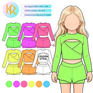 Set Sportivo per Bambine KR: Top Corto a Maniche Lunghe e <span class=keywords><strong>Pantaloncini</strong></span>, 2 Pezzi, Personalizzabile in Vari Colori - Product Image 1