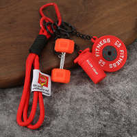 Porte-clés pendentif haltère, barre de musculation et disque de poids en corde tressée PVC et caoutchouc, accessoire de fitness et de gym, cadeau
