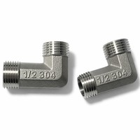 Raccords de tuyauterie en acier inoxydable 304 haute pression, coude à 90 degrés BSPP BSPT, filetage double mâle 1/2 pouce, forgé à froid, poli