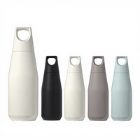 Bouteille isotherme japonaise écologique Beuachy, bouteille à boisson isolée pour l'extérieur, en acier inoxydable, noire, 580 ml avec poignée