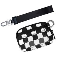 Dompet Kartu Cetak Trendy, Dompet Koin, Gantungan Kunci, Dompet Pergelangan Tangan dengan Jendela ID Ber-resleting untuk Wanita, Cocok untuk Perjalanan
