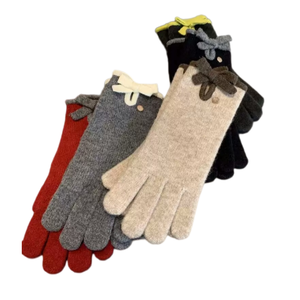 Nouveaux gants d'hiver en mélange de laine premium pour femmes, avec nœud, à deux doigts exposés, compatibles écran tactile, résistants au froid et chauds pour usage quotidien - Product Image 1