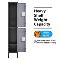 Lemari Penyimpanan Baja Modern 2 Pintu Desain Logam Hitam Abu-abu untuk Rumah Kantor Apartemen Gym Kamar Tidur Furnitur Rumah Sakit