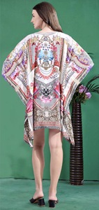 Robe longue caftan en viscose pour femme, style africain, coupe décontractée, poncho, kimono, finition soyeuse, tenue bohème pour les vacances, la détente et les stations balnéaires - Product Image 2