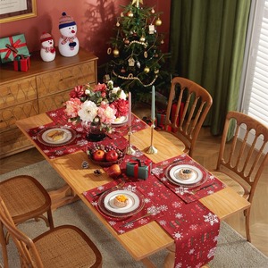 Runner da Tavola Rosso in Cotone Stile Americano, Ecologico e Personalizzabile, per Decorazioni da <span class=keywords><strong>Cucina</strong></span> e Sala da Pranzo, Vendita Calda - Product Image 4