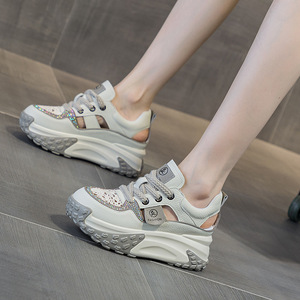 Zapatos Casuales 2025, Nuevos, Ligeros, Transpirables, con Diseño que Aumenta la Altura, Suela Gruesa, Parte Superior de Microfibra, Cuero Genuino, Diseño Hueco - Product Image 5