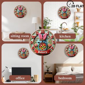 Round Wooden <b>Wall</b> <b>Clock</b> Retro Style 25Cm <b>Silent</b> Quartz Home Cafe Decor - Product Image 4
