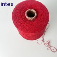 Fil à tricoter turc haute ténacité pour chaussettes et tissage, couleur rouge, 50% coton, 50% polyester recyclé mélangé