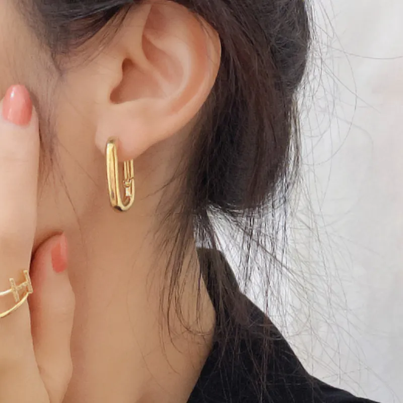 Best Selling Gold Plated Chic O Shaped Hoop Earrings Womens Chunky Hoops Geometrical Brass Earring Minimalist