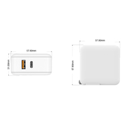 Adaptor Charger Cepat 65W PD 3.0 Gan USB-C ke USB-A 2 Port dengan Colokan yang Dapat Diganti UK/EU/US