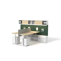 Poste de travail électrique moderne à double moteur avec rangement latéral et tiroir de classement mobile réglable en hauteur