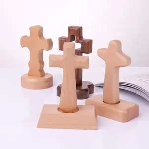 Regalo di personalizzazione in legno croci artigianali in legno massiccio con supporto per centrotavola decorazione