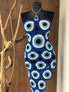 Robe en crochet œil-de-dieu premium, ajourée, sexy et asymétrique, style Granny Square en acrylique, <span class=keywords><strong>tenue</strong></span> de plage <span class=keywords><strong>pour</strong></span> l'été, les fêtes et les festivals - Product Image 2