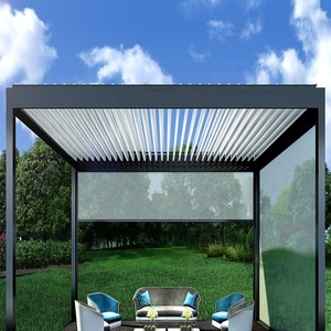 Pergola de jardin moderne en aluminium avec revêtement en poudre, imperméable, à lames orientables - Product Image 1