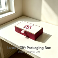 Boîte cadeau rigide personnalisée en carton écologique avec ruban et languette de tirage, emballage de luxe en deux parties pour cosmétiques, bijoux, rouge à lèvres