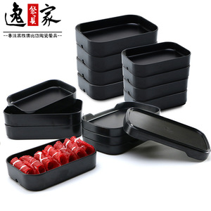 Juego de tazones de melamina para verduras, grandes, inclinados, imitación porcelana, forma irregular, para restaurante, buffet, duraderos, de color sólido - Product Image 4