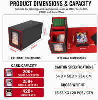 Boîte de rangement pour cartes PU TCG, capacité 200+, double ouverture, couvercle séparé, boîte à cartes pour jeux de cartes à collectionner MTG Yu-Gi-Oh