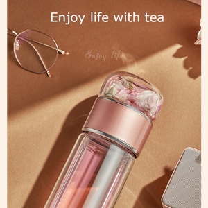 Botella de Vidrio de Viaje Unisex de 280 ml, Doble Pared, Reutilizable, para Beber Directamente, Minimalista, con Filtro Infusor de Té, Apta para Líquidos Calientes - Product Image 3
