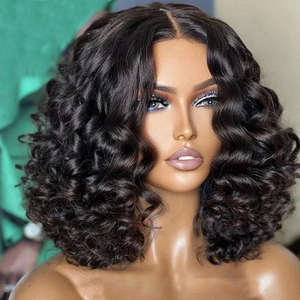 סיטונאי 100% שיער טבעי בוב פאות עם חינם מחירים עמוק מתולתל גל קצר בוב פאה גלם ברזילאי בוב שיער פאה - Product Image 1