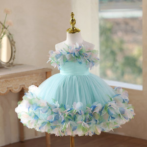 Abito da Principessa Floreale di Lusso per Bambine a Tema Foresta 2026, per Esibizioni di Pianoforte e Feste, con Gonna in Tulle Voluminosa - Product Image 3