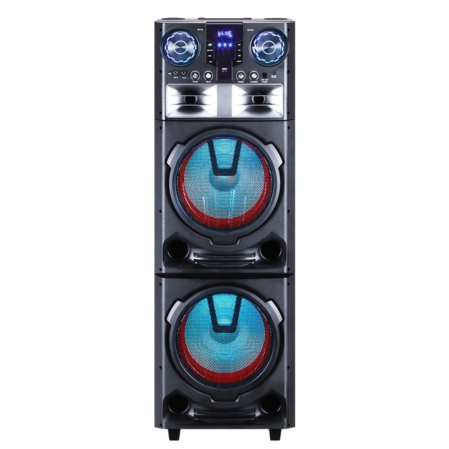 Outdoors Clear Sound Wireless Cornets Large Capacity Karaoke Party Dj Trolley Dual 12 Inch Speaker With 2 Wireless Microphone