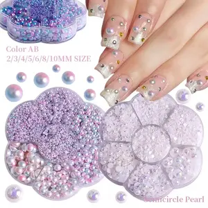 2/3/4/5/6/8/10mm 5600pcs AB Half Pearls for Crafts Nail Pearls for Nails Art for Crafting DIY Accessory Flatback Pearls Makeup