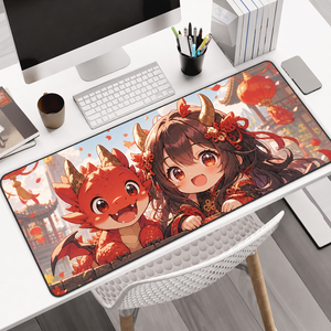Alfombrilla de Ratón Grande para Juegos con Diseño de Anime de Dragón, Base de Goma Antideslizante y Bordes Cosidos - Product Image 1