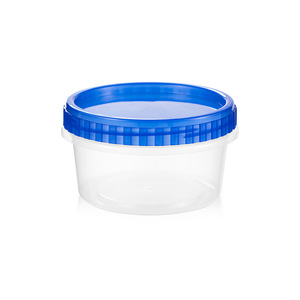 Bol en plastique jetable avec couvercle bleu, récipient rond transparent pour soupe et bouillie, emballage individuel - Product Image 1