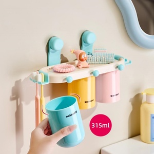 <b>Wall</b> <b>Mount</b> <b>Toothbrush</b> <b>Holder</b> Self Adhesive <b>Toothbrush</b> Storage Organizer <b>Toothbrush</b> Hanger Continuous Suction Cup Mouthwash Cups - Product Image 1