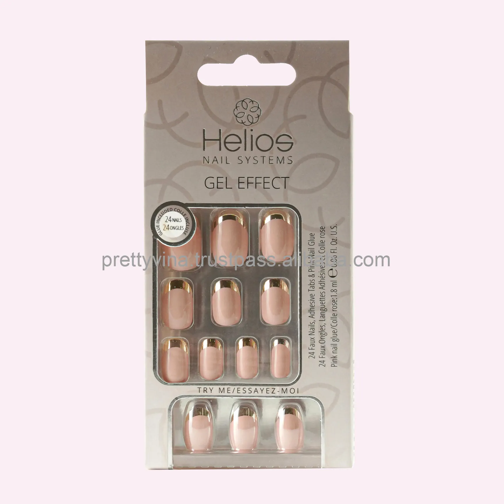 French style rose gold nails oval press on nails finger nail art kit