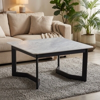 Vente directe d'usine, table basse noire luxueuse, table basse carrée en dalle de roche pour salon
