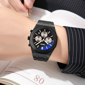 Reloj cronógrafo redondo para hombre, reloj de pulsera de lujo de acero inoxidable, reloj de cuarzo resistente al agua 30M - Product Image 2