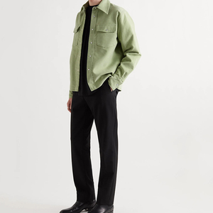 OEM Custom Logo Men's Casual Cotton <strong>Moleskin</strong> <strong>Shirts</strong> Jackets Blank Solid Color Breathable and Sustainable Plain Dyed Technique - Product Image 3