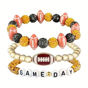 Bracelets élastiques unisexes en argile Heishi, faits à la main, vintage, perlés, plaqués or 18 carats, empilables, pour le jour du match de football ou de baseball, sportifs - Product Image 2