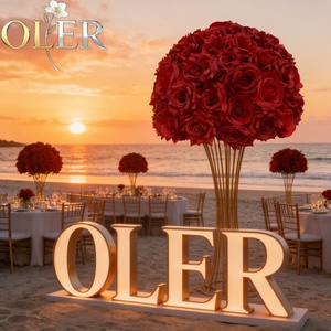 Carrito <span class=keywords><strong>de</strong></span> Bar para Bodas OLER, Centro <span class=keywords><strong>de</strong></span> Mesa con Bola Floral <span class=keywords><strong>de</strong></span> Flores <span class=keywords><strong>de</strong></span> Seda para Bebidas - Product Image 1