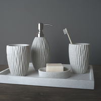 Ensemble d'accessoires de salle de bain en résine moderne, écologique, 5 pièces, décoration d'intérieur, articles de luxe, tailles mini et générales
