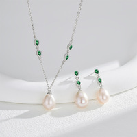 Collier en argent sterling 925 personnalisé avec zircon vert, collier statement en or, collier avec pendentif perle