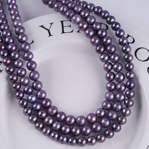 Lila Runde Form Natürliche Süßwasserperlen-Strang Sehr Gute Qualität für Schmuckherstellung - Product Image 2
