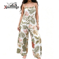 Combinaison Hawaïenne sans Manches à Imprimé Floral en Polyester et Rayonne, Coupe Ample et Décontractée, Style Bohème, Qualité Supérieure, Collection 2026 pour Femme