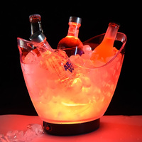 Seau à glace LED clignotant en acrylique 4L, refroidisseur de vin portable, bac à boissons fantaisie pour bar, fête, vodka, whisky, logo personnalisé